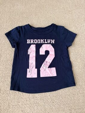 art class Navy Tee with Pink '12' Brooklyn Graphic